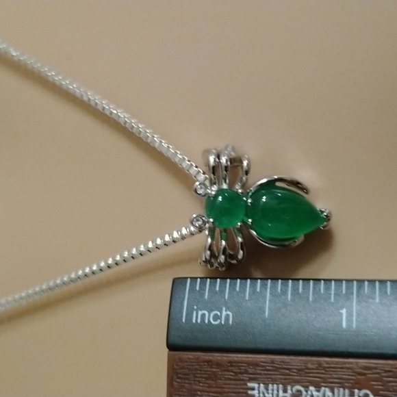 @Sale! jade and silver spider with crystal eyes on a 17" 925 silver - Picture 6 of 6